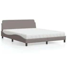 Bed with taupe gray fabric mattress 160x200 cm by vidaXL, Beds and slatted bases - Ref: Foro24-3208428, Price: 333,33 €, Disc...