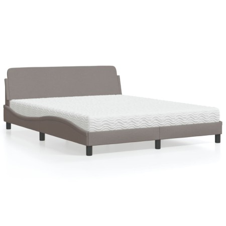 Bett mit taupegrauer Stoffmatratze 160x200 cm von vidaXL, Betten und Lattenroste - Ref: Foro24-3208428, Preis: 349,50 €, Raba...