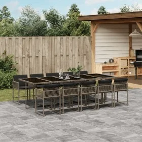 11-piece garden dining set with gray synthetic rattan cushions by vidaXL, Garden sets - Ref: Foro24-3211472, Price: 774,56 €,...