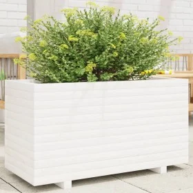 Massive Blumenkasten aus weißem Kiefernholz 90x40x49,5 cm von vidaXL, Töpfe und Pflanzgefäße - Ref: Foro24-3282555, Preis: 17...