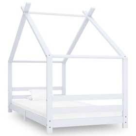 Solid white pine wood children's bed frame 90x200 cm by vidaXL, Cribs and beds for children - Ref: Foro24-289612, Price: 140,...