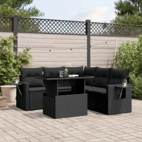 Set de sofás de jardín 6 piezas y cojines ratán sintético negro by vidaXL, Garden sets - Ref: Foro24-3267895, Price: 461,83 €...