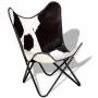 Black and white genuine leather butterfly chair by vidaXL, Armchairs - Ref: Foro24-243729, Price: 102,54 €, Discount: %