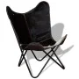 Schwarz-weißer Schmetterlingssessel aus echtem Leder von vidaXL, Sessel - Ref: Foro24-243729, Preis: 100,87 €, Rabatt: %
