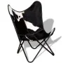 Schwarz-weißer Schmetterlingssessel aus echtem Leder von vidaXL, Sessel - Ref: Foro24-243729, Preis: 100,87 €, Rabatt: %