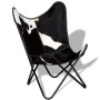 Schwarz-weißer Schmetterlingssessel aus echtem Leder von vidaXL, Sessel - Ref: Foro24-243729, Preis: 102,54 €, Rabatt: %