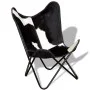 Schwarz-weißer Schmetterlingssessel aus echtem Leder von vidaXL, Sessel - Ref: Foro24-243729, Preis: 100,87 €, Rabatt: %