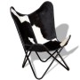 Schwarz-weißer Schmetterlingssessel aus echtem Leder von vidaXL, Sessel - Ref: Foro24-243729, Preis: 102,54 €, Rabatt: %