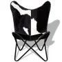 Schwarz-weißer Schmetterlingssessel aus echtem Leder von vidaXL, Sessel - Ref: Foro24-243729, Preis: 100,87 €, Rabatt: %