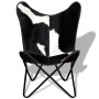 Schwarz-weißer Schmetterlingssessel aus echtem Leder von vidaXL, Sessel - Ref: Foro24-243729, Preis: 102,54 €, Rabatt: %