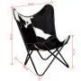 Schwarz-weißer Schmetterlingssessel aus echtem Leder von vidaXL, Sessel - Ref: Foro24-243729, Preis: 100,87 €, Rabatt: %