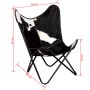 Schwarz-weißer Schmetterlingssessel aus echtem Leder von vidaXL, Sessel - Ref: Foro24-243729, Preis: 102,54 €, Rabatt: %