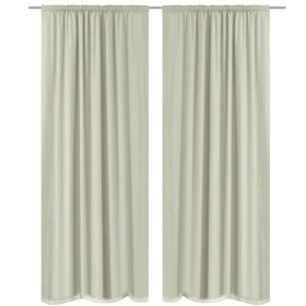 Cortinas opacas 2 ud doble capa 140x245 cm crema ahorro energía