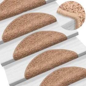 Stair tread carpets 15 units beige 56x17x3 cm by vidaXL, Stair mats - Ref: Foro24-133894, Price: 90,77 €, Discount: %