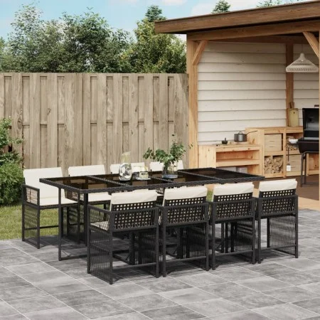 9-piece garden dining set with black synthetic rattan cushions by vidaXL, Garden sets - Ref: Foro24-3211638, Price: 623,63 €,...