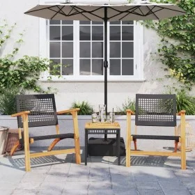 Bistro set 3 pieces black PE rattan and solid acacia wood by vidaXL, Garden sets - Ref: Foro24-365866, Price: 153,57 €, Disco...