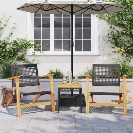 Bistro set 3 pieces black PE rattan and solid acacia wood by vidaXL, Garden sets - Ref: Foro24-365866, Price: 153,57 €, Disco...