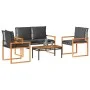 Gartenmöbel-Set mit 4-teiligen Kissen aus schwarzem Kunststoff-Rattan von vidaXL, Gartensets - Ref: Foro24-365858, Preis: 240...