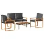 Gartenmöbel-Set mit 4-teiligen Kissen aus schwarzem Kunststoff-Rattan von vidaXL, Gartensets - Ref: Foro24-365858, Preis: 240...