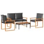 Gartenmöbel-Set mit 4-teiligen Kissen aus schwarzem Kunststoff-Rattan von vidaXL, Gartensets - Ref: Foro24-365858, Preis: 232...