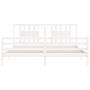 Double bed frame with white solid wood headboard by vidaXL, Beds and slatted bases - Ref: Foro24-3194587, Price: 162,45 €, Di...