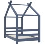 Kinderbettgestell aus massivem, grauem Kiefernholz, 70 x 140 cm von vidaXL, Kinderbetten und Betten für Kinder - Ref: Foro24-...