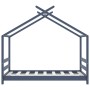 Estructura de cama infantil madera maciza pino gris 70x140 cm de vidaXL, Cunas y camas para niños - Ref: Foro24-289613, Preci...
