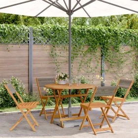 Set de comedor jardín 5 pzas polipropileno madera maciza gris by vidaXL, Garden sets - Ref: Foro24-3281770, Price: 254,60 €, ...
