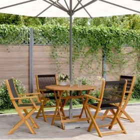 Set de comedor jardín 5 pzas polipropileno madera maciza negro by vidaXL, Garden sets - Ref: Foro24-3281817, Price: 359,49 €,...