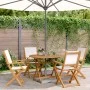 Set de comedor de jardín 5 pzas tela madera maciza blanco crema by vidaXL, Garden sets - Ref: Foro24-3281820, Price: 315,04 €...