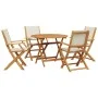 Set de comedor de jardín 5 pzas tela madera maciza blanco crema by vidaXL, Garden sets - Ref: Foro24-3281820, Price: 315,04 €...
