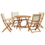 Set de comedor de jardín 5 pzas tela madera maciza blanco crema by vidaXL, Garden sets - Ref: Foro24-3281820, Price: 327,93 €...