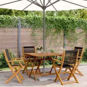 Set de comedor jardín 5 pzas polipropileno madera maciza negro by vidaXL, Garden sets - Ref: Foro24-3281829, Price: 370,78 €,...