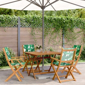 Set de comedor jardín 5 pzas tela madera maciza estampado hojas von vidaXL, Gartensets - Ref: Foro24-3281836, Preis: 375,98 €...