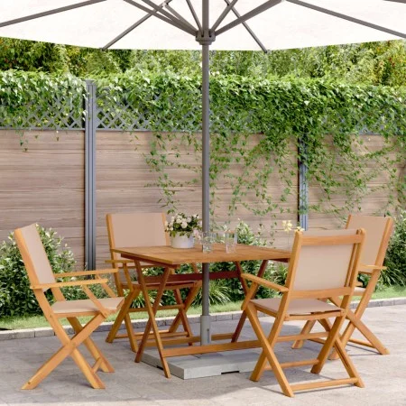 Set de comedor de jardín 5 pzas tela madera maciza gris taupe by vidaXL, Garden sets - Ref: Foro24-3281834, Price: 352,30 €, ...