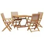 Set de comedor de jardín 5 pzas tela madera maciza gris taupe by vidaXL, Garden sets - Ref: Foro24-3281834, Price: 352,30 €, ...