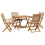 Set de comedor de jardín 5 pzas tela madera maciza gris taupe by vidaXL, Garden sets - Ref: Foro24-3281834, Price: 407,21 €, ...