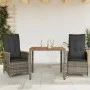 Sillas y mesita de jardín con cojines 3 piezas ratán PE gris de vidaXL, Conjuntos de jardín - Ref: Foro24-3276843, Precio: 30...