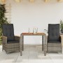 Sillas y mesita de jardín con cojines 3 piezas ratán PE gris von vidaXL, Gartensets - Ref: Foro24-3276843, Preis: 300,09 €, R...