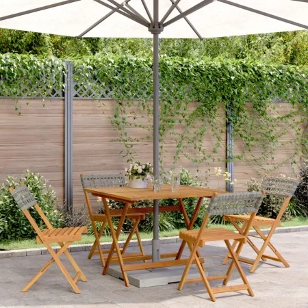Set de comedor de jardín 5 piezas ratán PE madera maciza gris von vidaXL, Gartensets - Ref: Foro24-3281779, Preis: 251,12 €, ...