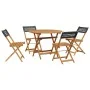 Set de comedor de jardín 5 pzas ratán PE madera maciza negro de vidaXL, Conjuntos de jardín - Ref: Foro24-3281766, Precio: 25...