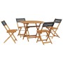 Set de comedor de jardín 5 pzas ratán PE madera maciza negro by vidaXL, Garden sets - Ref: Foro24-3281766, Price: 268,81 €, D...