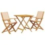 Juego de bistro de 3 piezas tela y madera maciza bej by vidaXL, Garden sets - Ref: Foro24-3281883, Price: 200,81 €, Discount: %