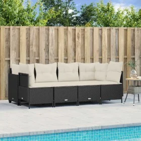 Set de muebles de jardín 5 pzas y cojines ratán sintético negro by vidaXL, Garden sets - Ref: Foro24-3261521, Price: 351,84 €...