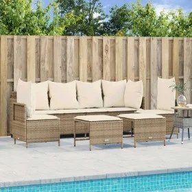 Juego de sofás jardín con cojines 5 pzas ratán sintético beige by vidaXL, Garden sets - Ref: Foro24-3261549, Price: 402,59 €,...