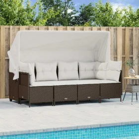 Set comedor de jardín 5 piezas y cojines ratán sintético marrón by vidaXL, Garden sets - Ref: Foro24-3261528, Price: 407,71 €...