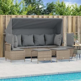 Juego de sofás jardín con cojines 5 pzas ratán sintético beige by vidaXL, Garden sets - Ref: Foro24-3261554, Price: 437,75 €,...