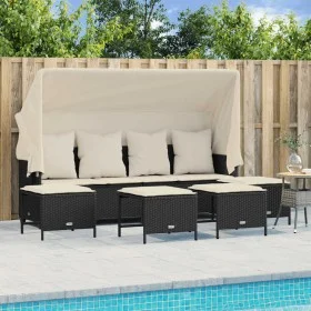 Gartenmöbel-Set 5-teilig mit schwarzen Polstern aus synthetischem Rattan von vidaXL, Gartensets - Ref: Foro24-3261563, Preis:...