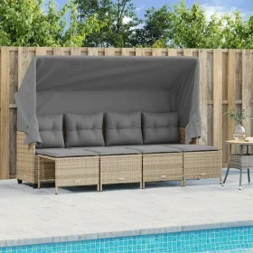 Gartensofa-Set mit 5-teiligen Kissen aus synthetischem Rattan in Beige. von vidaXL, Gartensets - Ref: Foro24-3261542, Preis: ...