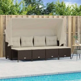 Set comedor de jardín 5 piezas y cojines ratán sintético marrón by vidaXL, Garden sets - Ref: Foro24-3261540, Price: 372,04 €...